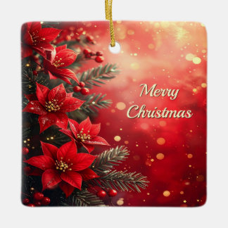 Rode Poinsettia's en Bessen Ornament