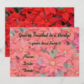 Rode Poinsettias Holiday Party Kaart (Voorkant / Achterkant)