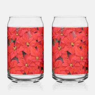 Rode Poinsettias I Blikvorm Glas