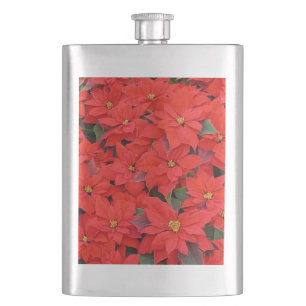 Rode Poinsettia's I Kerst Florale Foto Heupfles