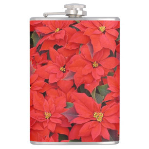 Rode Poinsettia's I Kerst Florale Foto Heupfles
