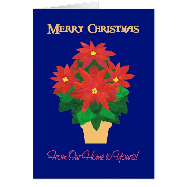 Rode Poinsettias Vrolijk Kerstfeest Ons Huis voor  (Voorkant)