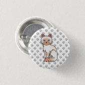 Rode Point Birmaanse / Ragdoll Cute Kat & Pootjes Ronde Button 3,2 Cm (Voorkant /achterkant)