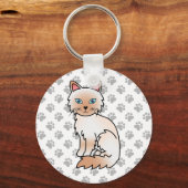 Rode Point Birmaanse / Ragdoll Cute Kat & Pootjes Sleutelhanger (Voorkant)