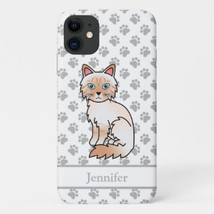 Rode Point Tabby Birman / Ragdoll Kat & Naam iPhone 11 Hoesje