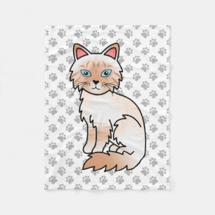 Rode Point Tabby Birman / Ragdoll Mooie Kat & Poot Fleece Deken