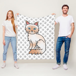 Rode Point Tabby Birman / Ragdoll Mooie Kat & Poot Fleece Deken