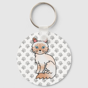 Rode Point Tabby Birman / Ragdoll Mooie Kat & Poot Sleutelhanger
