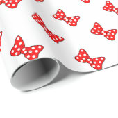 Rode poka Dots Bows op witte achtergrond Cadeaupapier (Rol Hoek)
