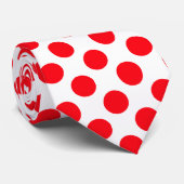 Rode pokadots op wit - Stropdas (Opgerold)