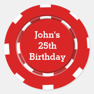 Rode poker chip casino party sticker label