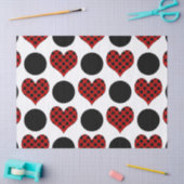 Rode Polka Dot Harten en Zwarte Cirkels Patroon Tissuepapier (Craft)