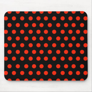 Rode Polka Dots met zwarte achtergrond Muismat