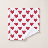 Rode polka harten wit bad handdoek (Wasdoekje)