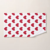 Rode polka harten wit handdoek (Handdoek)