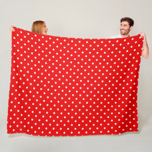 Rode polka stip fleece deken