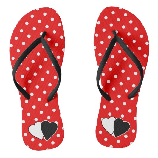 Rode polka stip teenslippers (Voetbed)