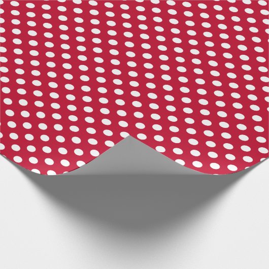 Rode + Polka witte Stippen Cadeaupapier (Hoek)