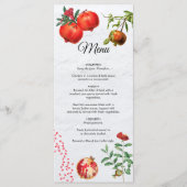 Rode Pomegranaat Botanische mediterrane bruiloft Menu (Voorkant)