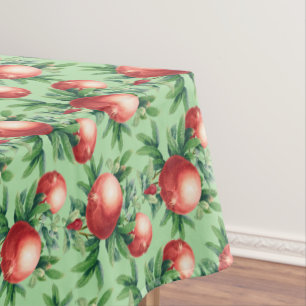 Rode Pomegranaatvruchten en groene bladeren Tafelkleed