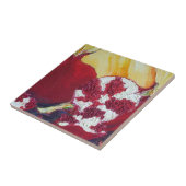 Rode Pomegranates Tile Tegeltje (Zijkant)