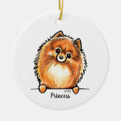 Rode pommeren Gepersonaliseerde Pet naam Keramisch Ornament (Voorkant)