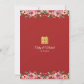Rode pony flora Chinese bruiloft dubbel geluk Kaart (Achterkant)