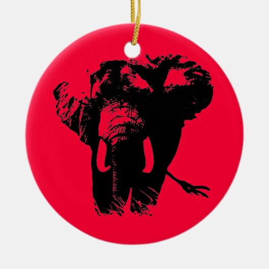 Rode Pop Art Olifant Kerstornament Keramisch Ornament (Voorkant)
