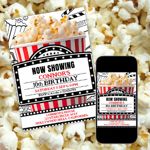 Rode Popcorn Filmavond Feest Uitnodiging