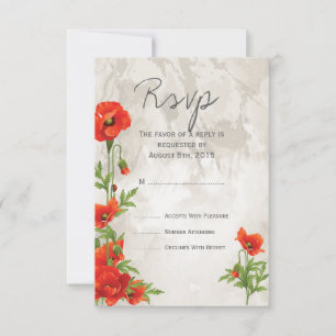  RODE POPPEN WEDDING RSVP KAARTJE