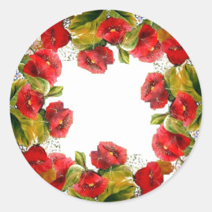 Rode poppensticker ronde sticker