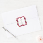 Rode Poppies Elegant Monogram Bruiloft Dank u Vierkante Sticker (Envelop)