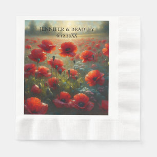 Rode Poppies Floral bruiloft gepersonaliseerd Servet