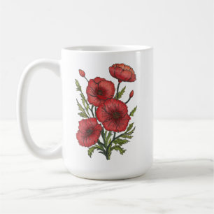 Rode Poppies Keramische Mok, (15oz) Koffiemok