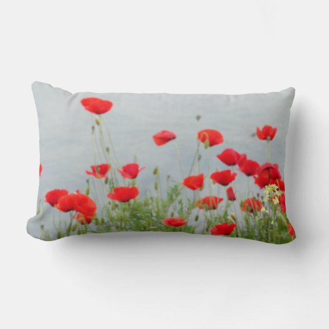 Rode Poppies Meisjes Foto's Kussen (Voorkant)