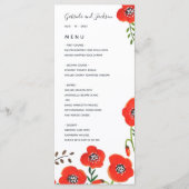 Rode poppies modern menu van de florale bruiloft (Voorkant)