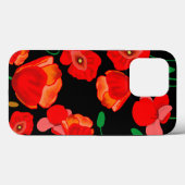 Rode poppies op zwarte achtergrondafbeelding Case-Mate iPhone case (Achterkant (horizontaal))
