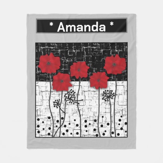 Rode poppies vlinderdeken fleece deken (Voorkant)