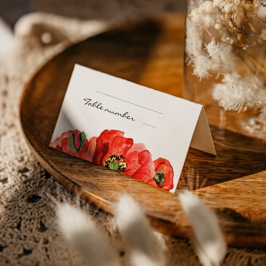 Rode poppies waterverf bruiloft