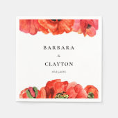 Rode poppies waterverf bruiloft servet (Voorkant)