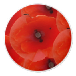 Rode Poppoes Design Keramische Trekgrepen Knop