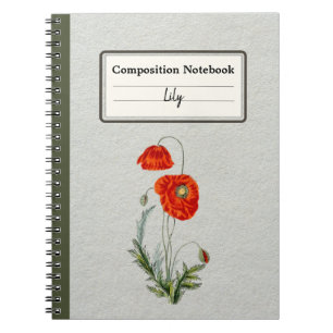 Rode Poppy Bloem Gepersonaliseerde Compositie Notitieboek