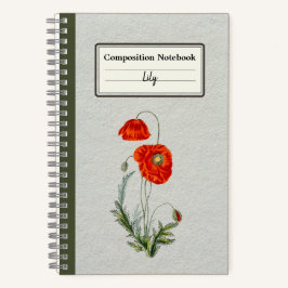 Rode Poppy Bloem Gepersonaliseerde Compositie Notitieboek