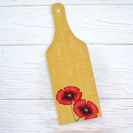 Rode Poppy Bloemen Gele Paddle Snijplank
