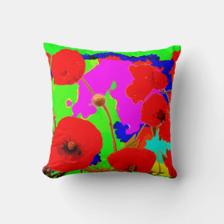 Rode Poppy Bloemen Kleurrijke Bloemen Moderne Kuns Kussen