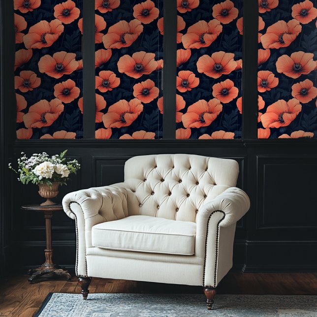 Rode Poppy Bloemen Patroon Donkere achtergrond Behang (Creator heeft geüpload)