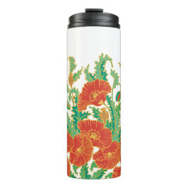 Rode Poppy  Bloemen Thermische Tumbler Thermosbeker