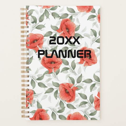Rode Poppy Bloemen Wekelijks & Maandelijks Planner (Voorkant)
