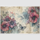  Rode Poppy & Butterfly Waterverf Decoupage Tissuepapier (Voorkant)