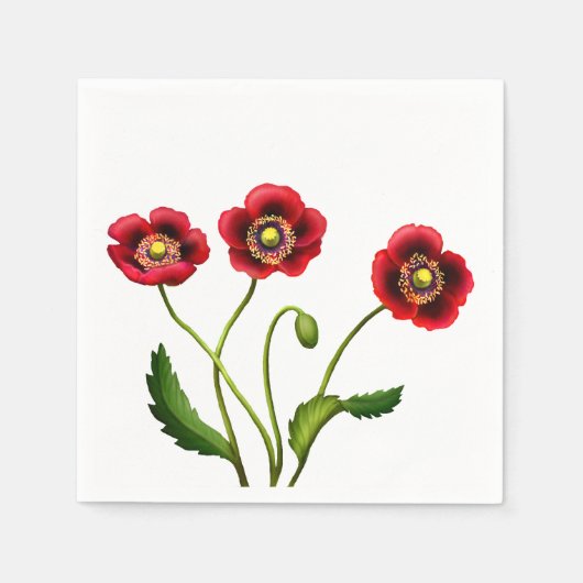 Rode Poppy Garden Bloemen Papieren servetten (Voorkant)